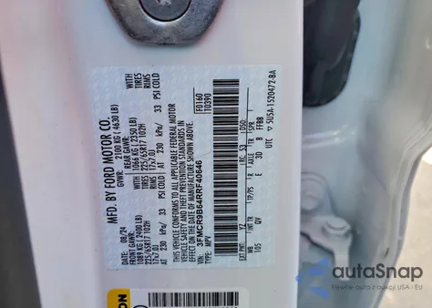 2024 Ford Bronco Sport Big Bend z USA, uszkodzony, nr VIN 3FMCR9B64RRF40646